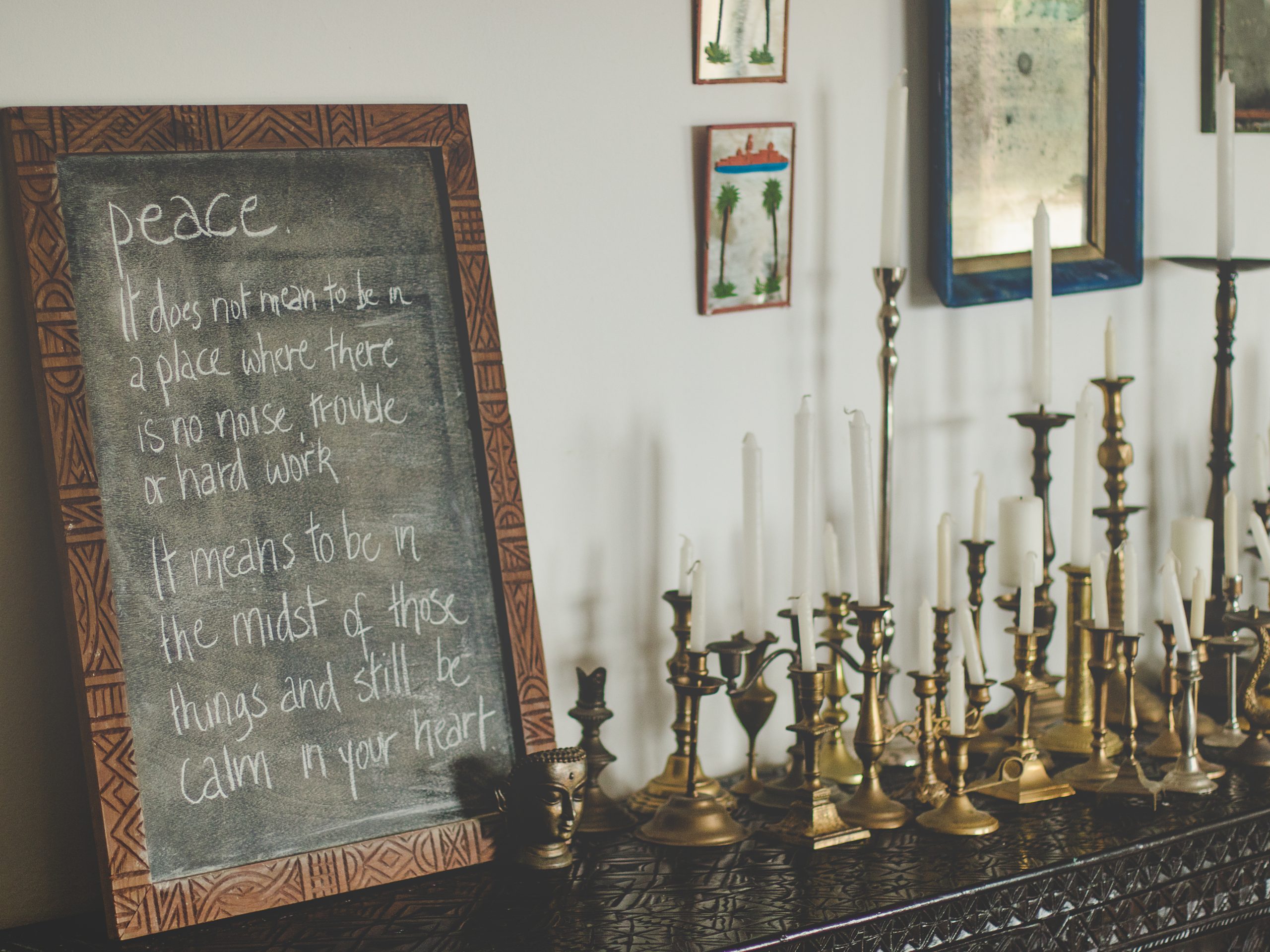 Candles and details inside Villa Mandala