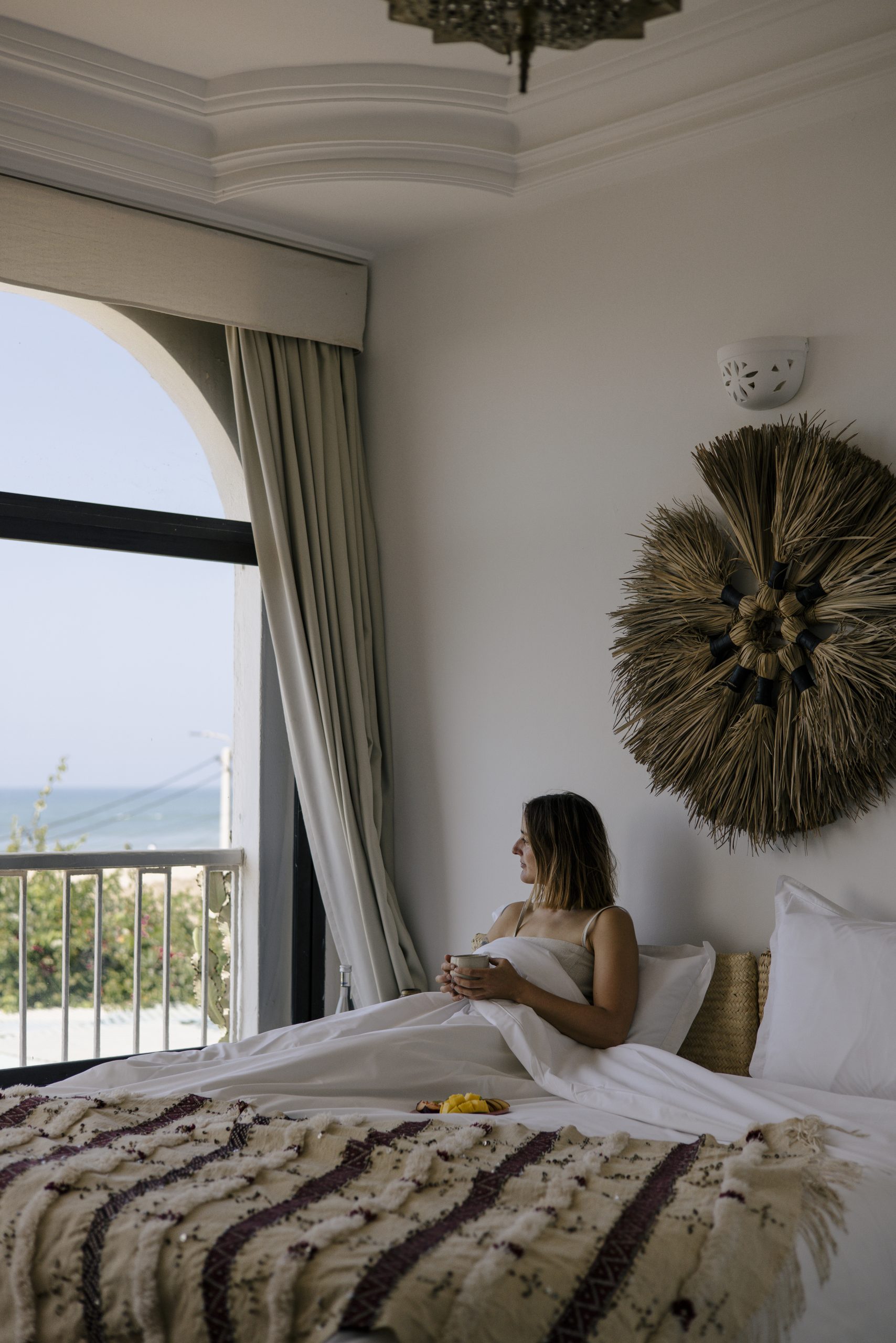 Ocean view from a bedroom at Villa Mandala, Aourir, Morocco