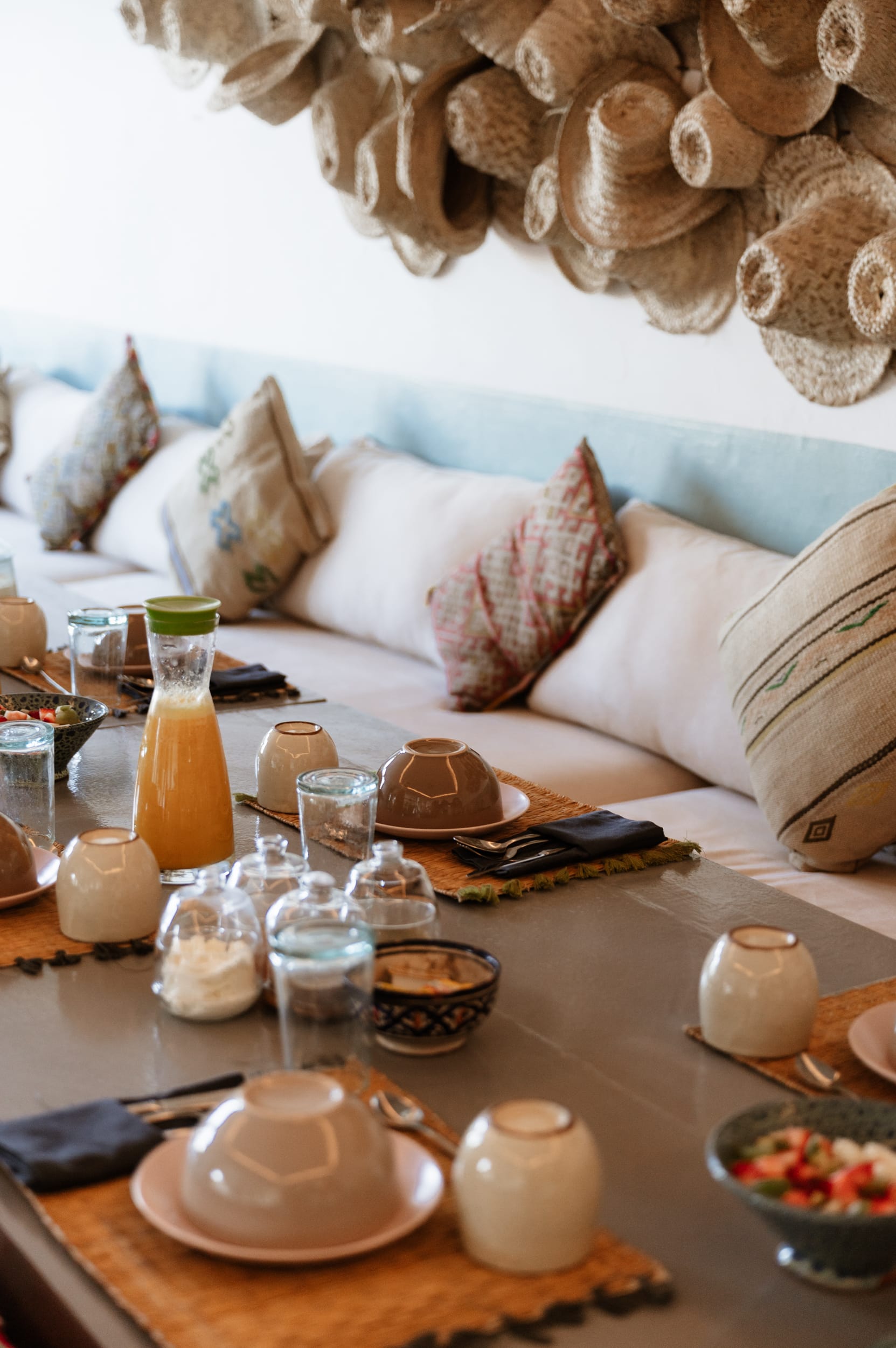 Breakfast served on the terrace at Villa Mandala