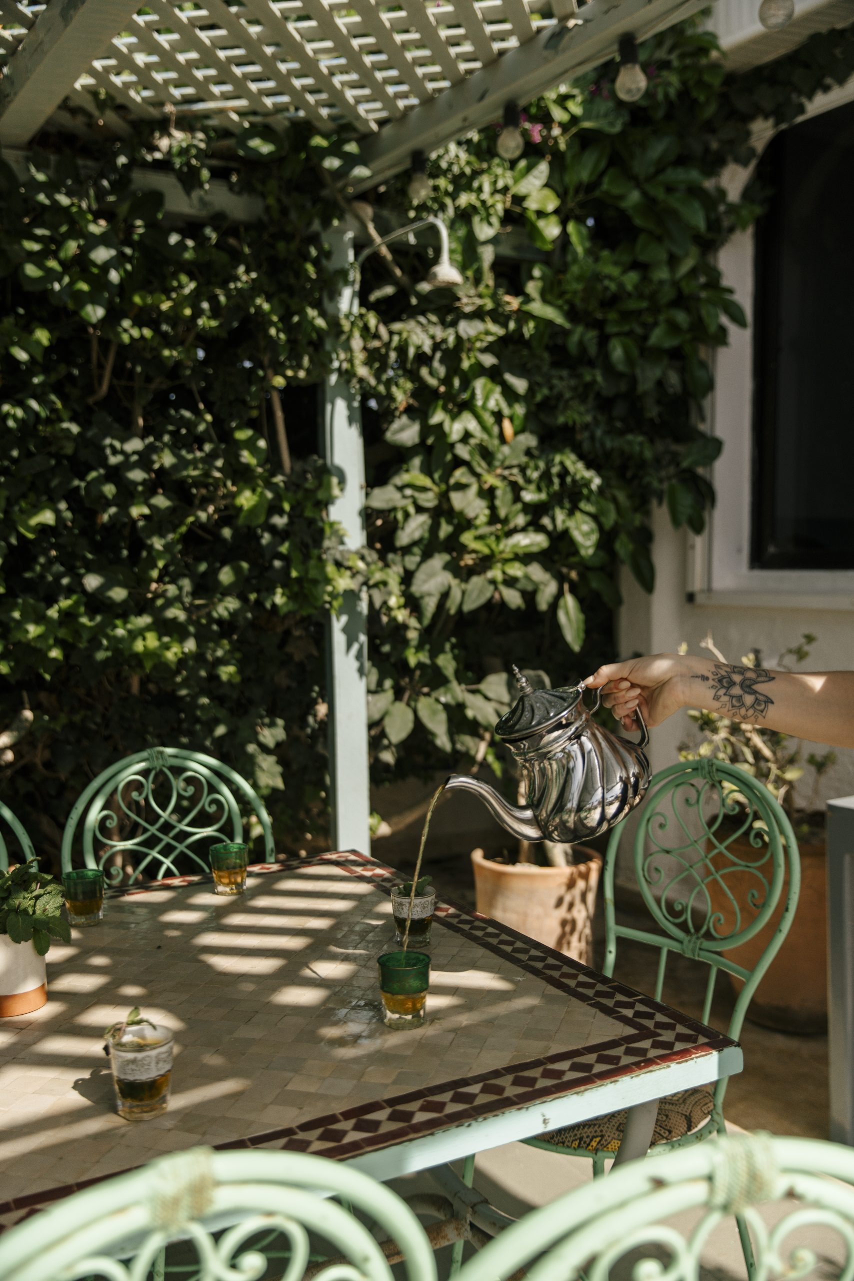Shaded terrace at Villa Mandala