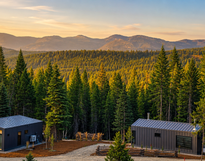 Modern cabin micro-resort in Whitefish Montana, close to Glacier National Park